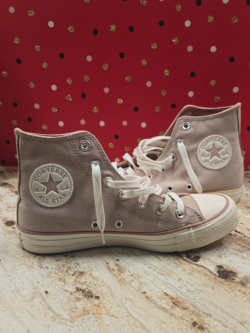 Converse High Top Sneakers - Dusty Pink and White